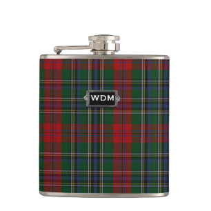 Monogramed MacLean Tartan Plaid Flask