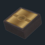 Monogramed Metallic Gold Brushed Aluminum Look Gift Box<br><div class="desc">Elegant metallic gold design with brushed aluminum texture look. Optional monogram</div>