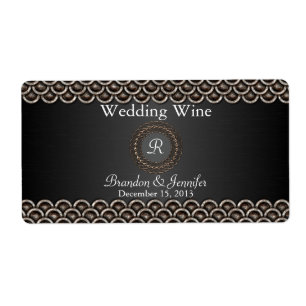 Monogramed Metallic Look Wedding Mini Wine Labels