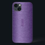 Monogramed Metallic Purple Brushed Aluminum Look iPhone 13 Case<br><div class="desc">Deep purple tones metallic brushed aluminum look. Available on other products and  8 different colour. Customizable and optional monogram</div>