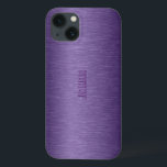 Monogramed Metallic Purple Brushed Aluminum Look iPhone 13 Case<br><div class="desc">Deep purple tones metallic brushed aluminum look. Available on other products and  8 different colour. Customizable and optional monogram</div>