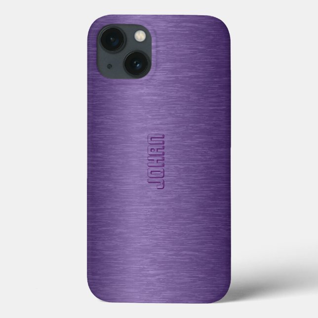 Monogramed Metallic Purple Brushed Aluminum Look Case-Mate iPhone Case (Back)