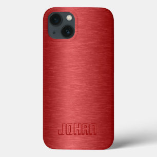 Monogramed Metallic Red Brushed Aluminum Look Case
