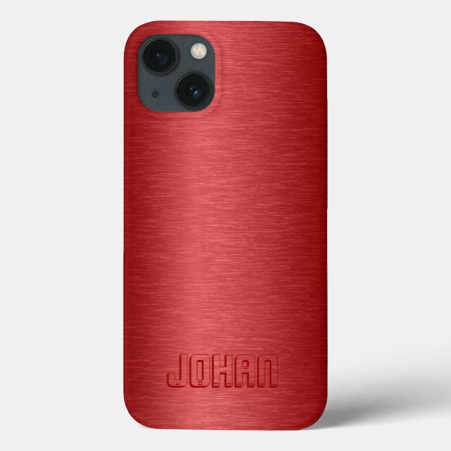 Monogramed Metallic Red Brushed Aluminum Look Case (Back)