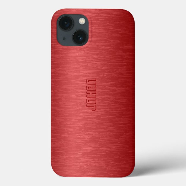 Monogramed Metallic Red Brushed Aluminum Look Case-Mate iPhone Case (Back)