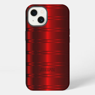Monogramed Metallic Red Stripes Pattern iPhone Cas 13 Case