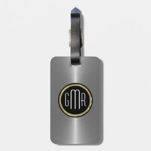 Monogramed Metallic Silver Stainless Steel Look 2 Luggage Tag