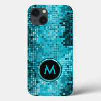 Monogramed Metallic Turquoise Sequence Glitter