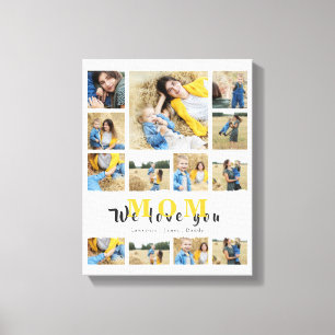 Monogramed Personalized Collage we love you mom Canvas Print