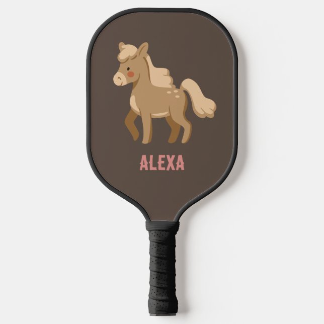 Monogramed Personalized Pony Equestrian Horse Girl Pickleball Paddle (Front)