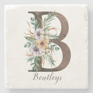 Monogramed Personalized Stone Coaster - Initial B