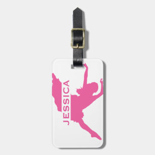 Monogramed Pink And White Dancer 2 Luggage Tag