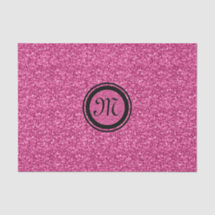 Monogramed Pink Glitter & Sparkles Black Accents Tissue Paper