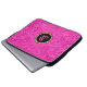 Monogramed Pink Suede Leather Look Floral Design Laptop Sleeve (Front Bottom)