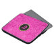 Monogramed Pink Suede Leather Look Floral Design Laptop Sleeve (Front Top)
