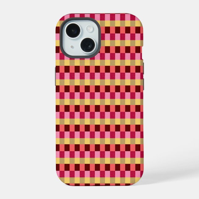 Monogramed Polka Dots Pattern iPhone 15 Case (Back)