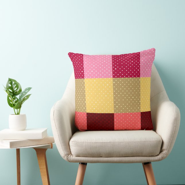 Monogramed Polka Dots Pattern Throw Pillow (Chair)