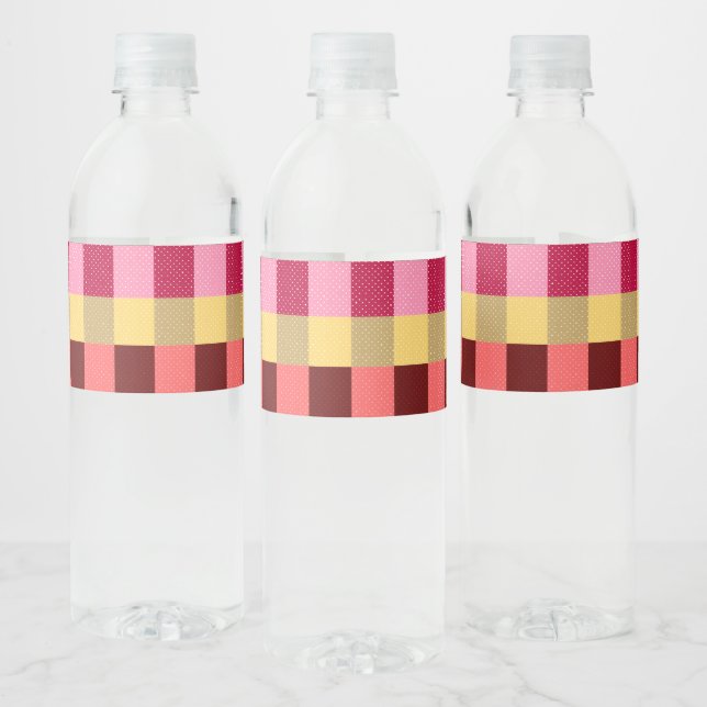 Monogramed Polka Dots Pattern Water Bottle Label (Bottles)