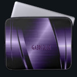 Monogramed Purple Metallic Brushed Aluminum Look Laptop Sleeve<br><div class="desc">Deep purple shiny metallic look,  stainless steel pattern. Custom and optional monogram. Available on other products and can be requested for any of the products offered at Zazzle.</div>