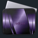 Monogramed Purple Metallic Brushed Aluminum Look Laptop Sleeve<br><div class="desc">Deep purple shiny metallic look,  stainless steel pattern. Custom and optional monogram. Available on other products and can be requested for any of the products offered at Zazzle.</div>