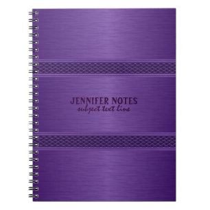 Monogramed Purple Metallic Brushed Aluminum Look Notebook
