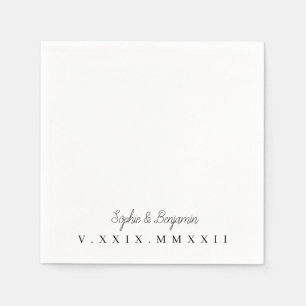 Monogramed Roman Numeral Wedding Date Napkin