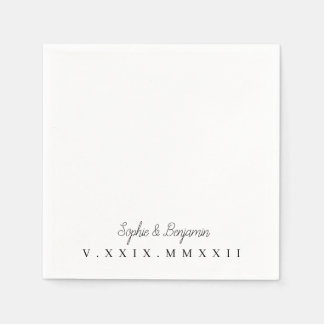 Monogramed | Roman Numeral Wedding Date  Napkin