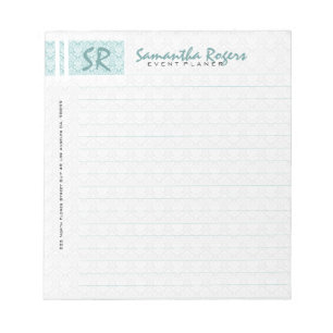 Monogramed Sage Green & White Damasks Notepad