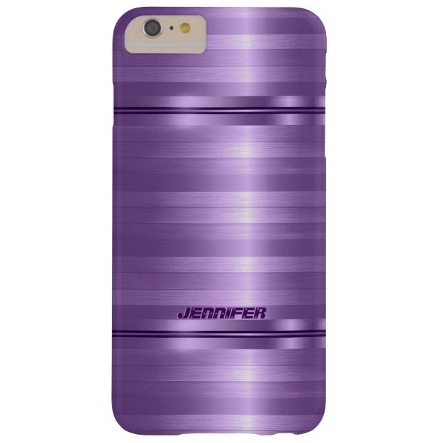 Monogramed Shiny Metallic Purple Stripes Case-Mate iPhone Case (Back)