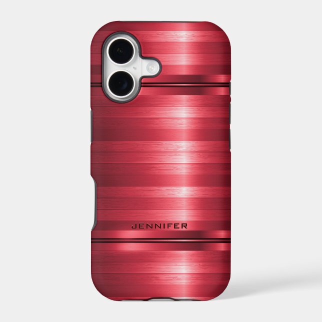 Monogramed Shiny Metallic Red Stripes (Back)
