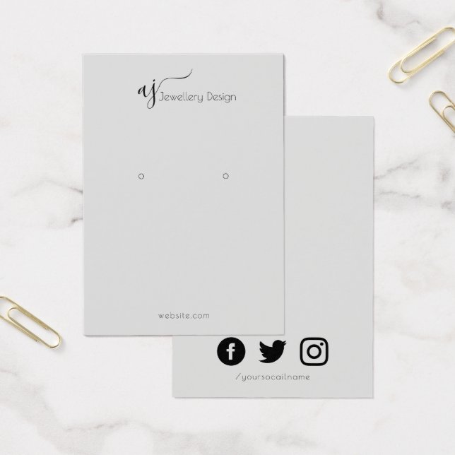 Monogramed social media earring display card (Office)