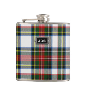 Monogramed Stewart Dress Tartan Plaid Flask