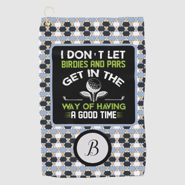 Monogramed Typography Humour  Golf Towel (Front)