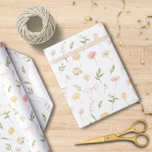 Monogramed Watercolor Pretty Flower Floral Pattern Wrapping Paper