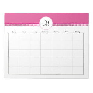 Monogramed Weekly Planner 40 pg 11 x 8.5 Notepad