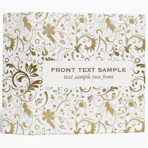 Monogramed White And Gold Floral Damask Binder