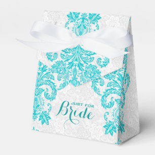 Monogramed White And Turquoise Floral Ornament Favor Box