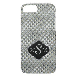 Monogramed White Diamonds Glitter Pattern Case-Mate iPhone Case