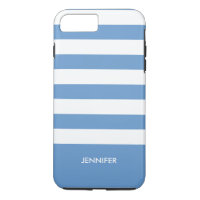Monogramed White Stripes Sky Blue Background