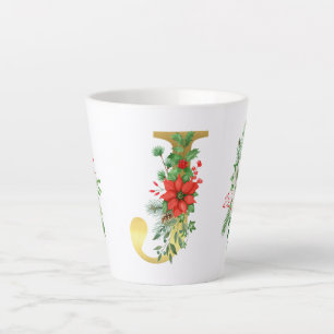 Monogramed Xmas Latte Mug-Gold Letter Latte Mug