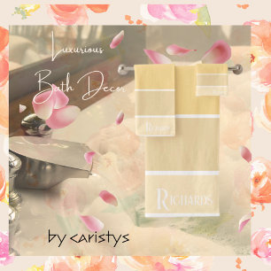 Monogramed Yellow Goldenrod with White Bath Towel Set