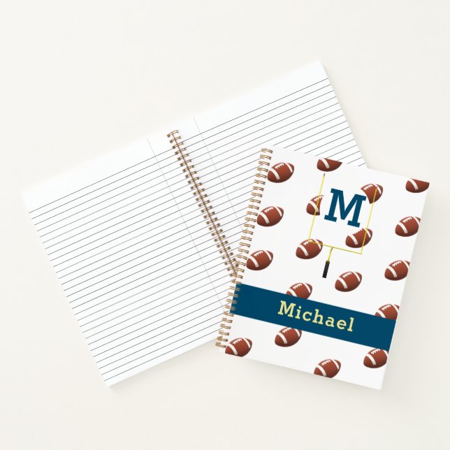 Monogramm with Name Football Themed Notebook (Inside)