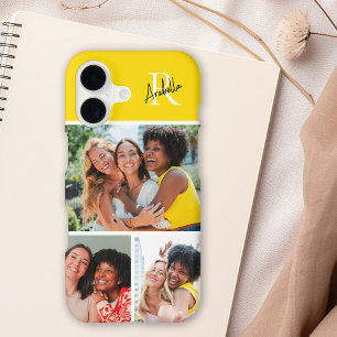 Monogramme 3 Photo Moderne Script Jaune