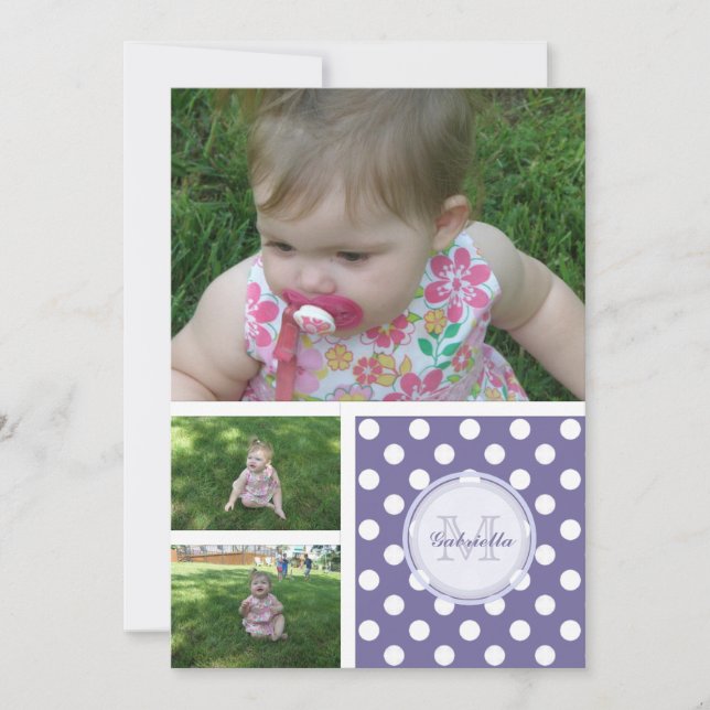 Monogramme: 3 Photos : Invitation P & W Polka-dot (Devant)