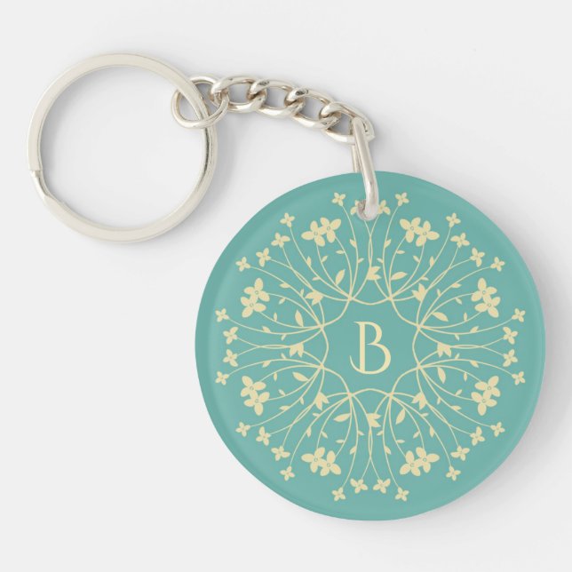 Monogramme à fils turquoise et beige élégant (Devant)