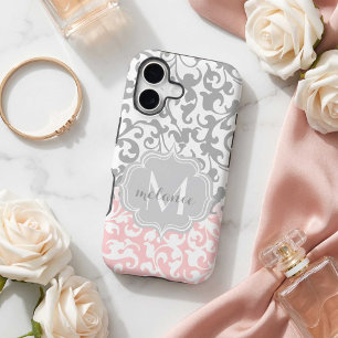 Monogramme à lunettes gris et rose