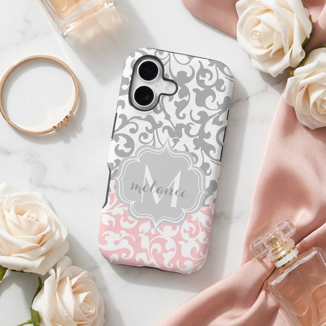 Monogramme à lunettes gris et rose (Créateur téléchargé)