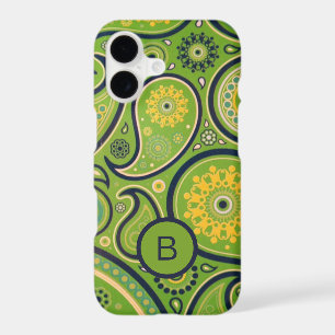 Monogramme à motif cachemire vert orné