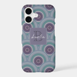 Monogramme à motif de cercles rétro violet et vert