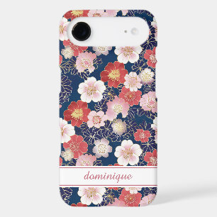 Monogramme à motif floral rose japonais